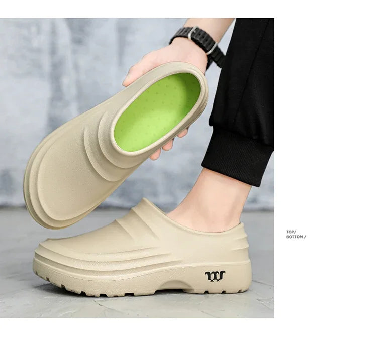 New men's chef shoes waterproof sandals men's work shoes anti slip classic garden shoes beach slippers
