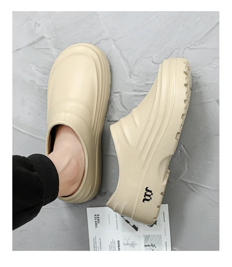 New men's chef shoes waterproof sandals men's work shoes anti slip classic garden shoes beach slippers