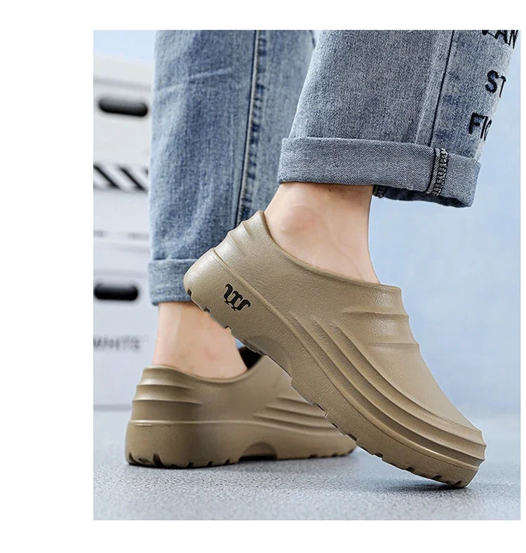 New men's chef shoes waterproof sandals men's work shoes anti slip classic garden shoes beach slippers