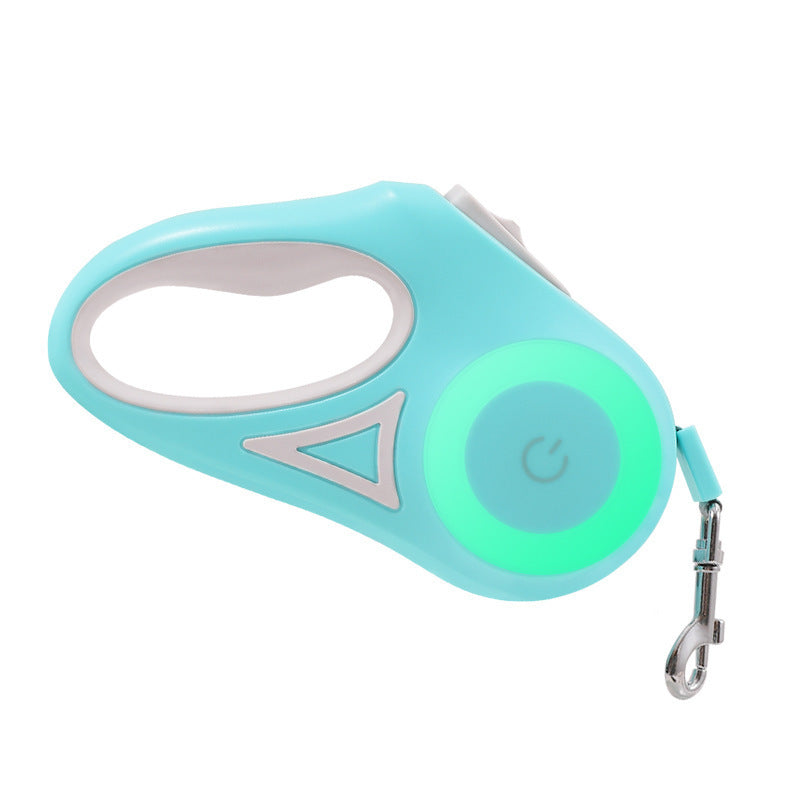 Laisse pour chien rétractable et collier avec lumière intégrée — corde de traction automatique pour chien ou chat, adaptée aux animaux de petite et moyenne taille.