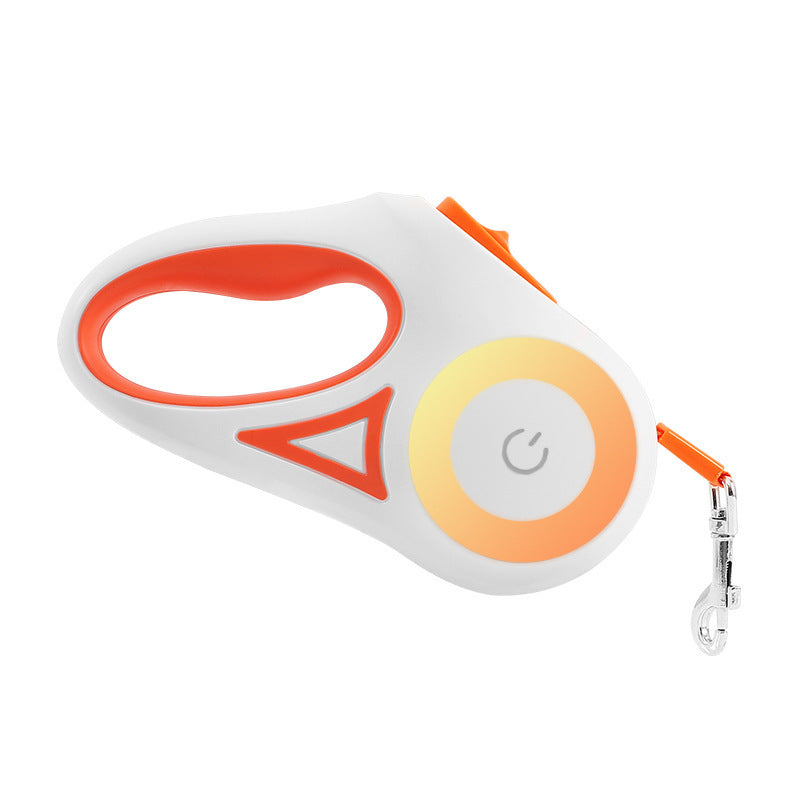 Laisse pour chien rétractable et collier avec lumière intégrée — corde de traction automatique pour chien ou chat, adaptée aux animaux de petite et moyenne taille.