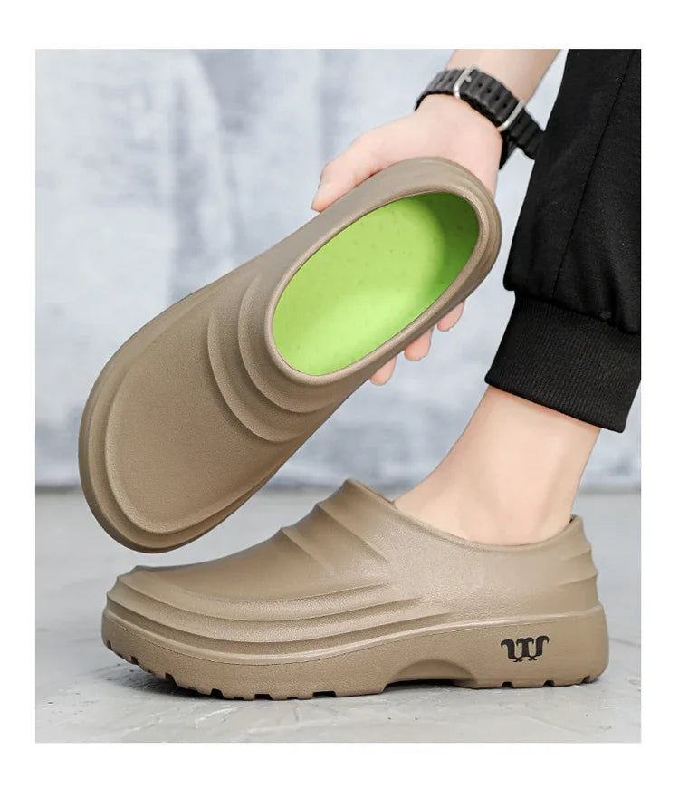 New men's chef shoes waterproof sandals men's work shoes anti slip classic garden shoes beach slippers