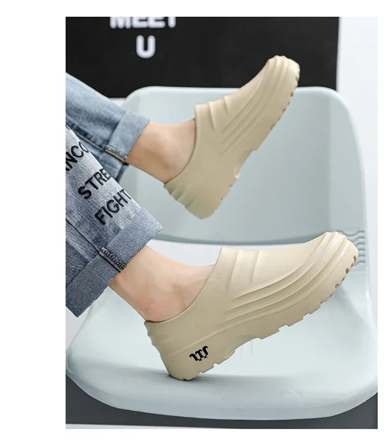 New men's chef shoes waterproof sandals men's work shoes anti slip classic garden shoes beach slippers