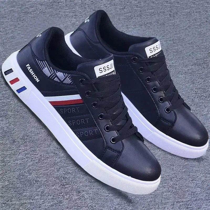 أحذية رياضية رجالية كاجوال أحذية مسطحة للرجال أحذية Zapatillas Hombre خفيفة الوزن من جلد البولي يوريثان قابلة للتنفس أحذية رياضية بيضاء للرجال