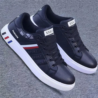 أحذية رياضية رجالية كاجوال أحذية مسطحة للرجال أحذية Zapatillas Hombre خفيفة الوزن من جلد البولي يوريثان قابلة للتنفس أحذية رياضية بيضاء للرجال