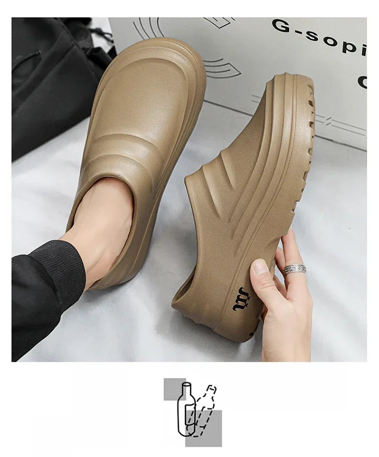 New men's chef shoes waterproof sandals men's work shoes anti slip classic garden shoes beach slippers