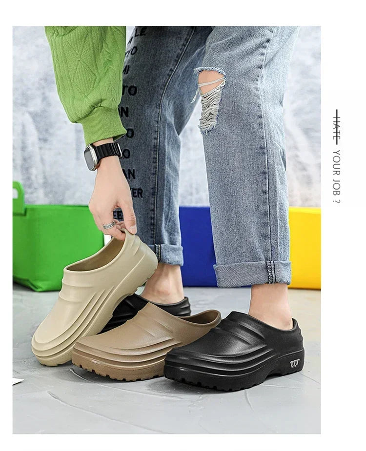 Fashion Chef Shoes Anti Slip and Oil Proof Work Shoes Lazy Slippers Casual Trendy Slippers One Step Fashion Shoes Sports Shoes