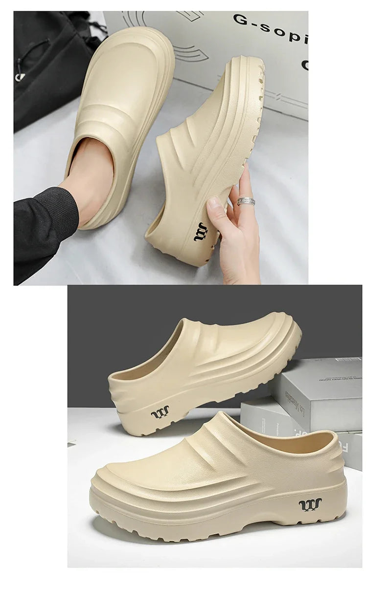 New men's chef shoes waterproof sandals men's work shoes anti slip classic garden shoes beach slippers
