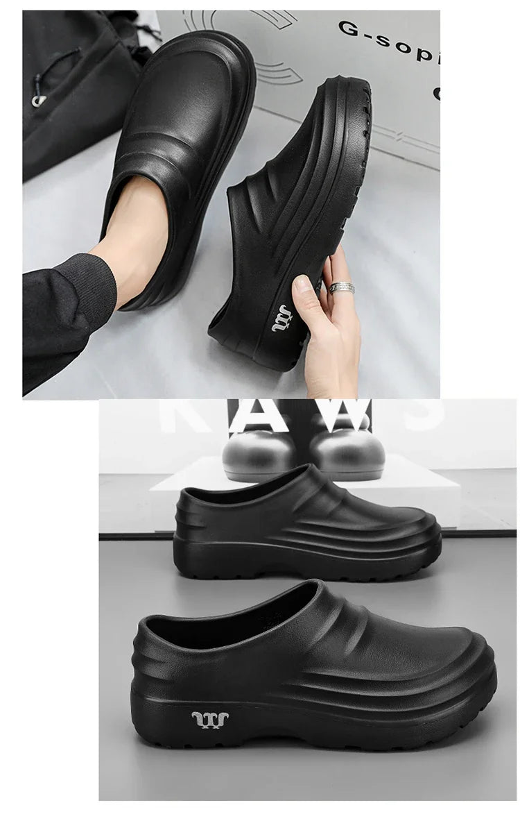 New men's chef shoes waterproof sandals men's work shoes anti slip classic garden shoes beach slippers