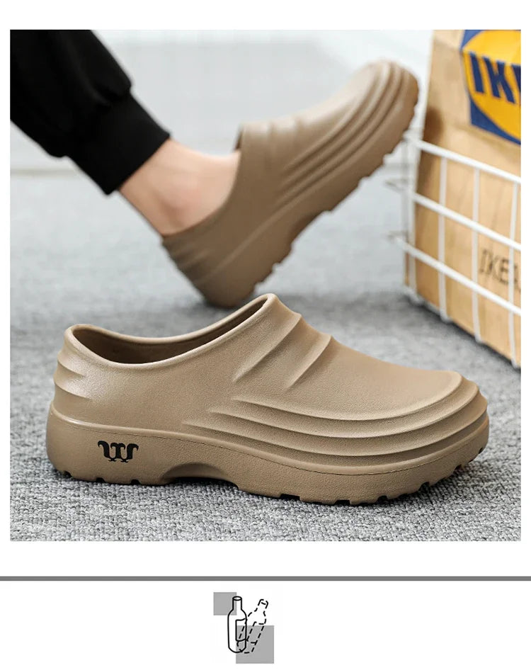 New men's chef shoes waterproof sandals men's work shoes anti slip classic garden shoes beach slippers